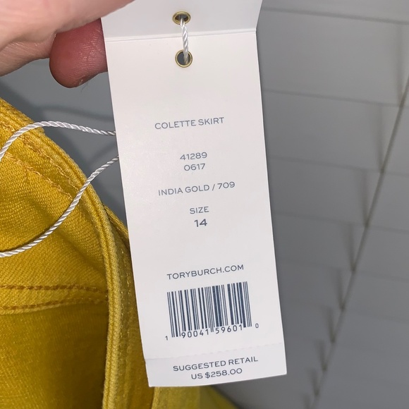 NWT🤩 |•TORY BURCH•| Mustard Denim Skirt - Picture 4 of 15